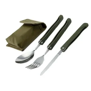 Long cookware backpack Spork fork, knife foldable stainless steel
