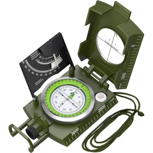 Mulitifunctional High Precision Survival Camping Waterproof Metal Fluorescent Geological Compass