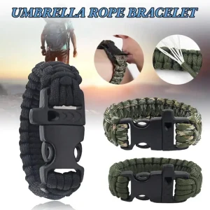 1 Outdoor Emergency Lifesaving Hand Rope Seven Core Umbrella Rope High Score Whistle Bracelet Wristband Survival